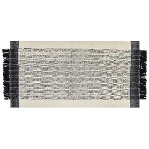 Bloomsbury Market Mirano Hand Tufted Wool Black/Beige Indoor/Outdoor Rug white 150.0 H x 80.0 W x 1.5 D cm