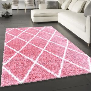 Ebern Designs Fluffy Rug Pink Blush Shaggy Carpet Soft Thick Large Small Geometric Dimaond Pattern For Living Room Bedroom pink 120.0 W x 3.0 D cm