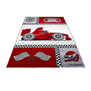 Zoomie Kids Pierpont Cars Hooked Red/Grey Rug 160.0 W x 1.3 D cm