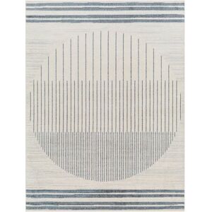 Ebern Designs Feza Power Loom Light Grey/Blue/Cream Rug black/blue/white 213.0 H x 160.0 W x 0.35 D cm