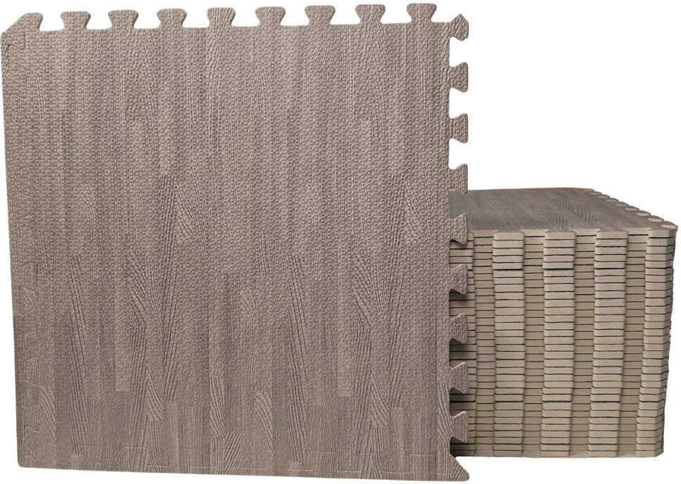 Samuel Alexander 32 Piece Grey Wood Effect EVA Foam Floor Protective Tiles / Mats 60x60cm Each Set For Gyms, Kitchens, Garages, Camping, Kids Play Mat Grey 60cm L X 60cm W X 1cm H