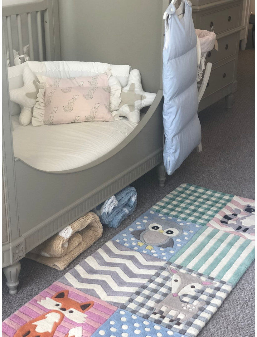 Isabelle & Max Abshire Woodland Creatures Hand Tufted Wool Blue/Grey/Green Rug Blue/Grey/Green;Blue/Grey/Green 60cm W X 150cm L
