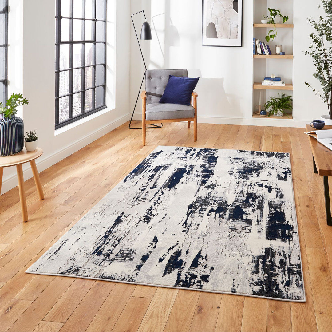Think Rugs Apollo area rug Machine Woven Rectangle Grey Gray, Navy Rectangle 120 x 170cm