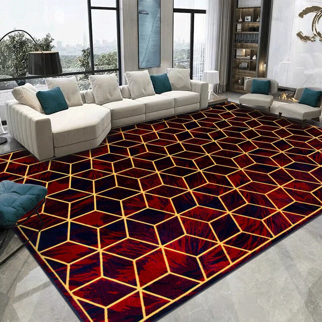 17 Stories Luxor Red Blue Traditional Vintage Area Rug – Large Living Room Carpet, Bedroom Rugs & Hallway Runner, Washable Soft Floor Mat Blue Rectangle 195 x 290cm