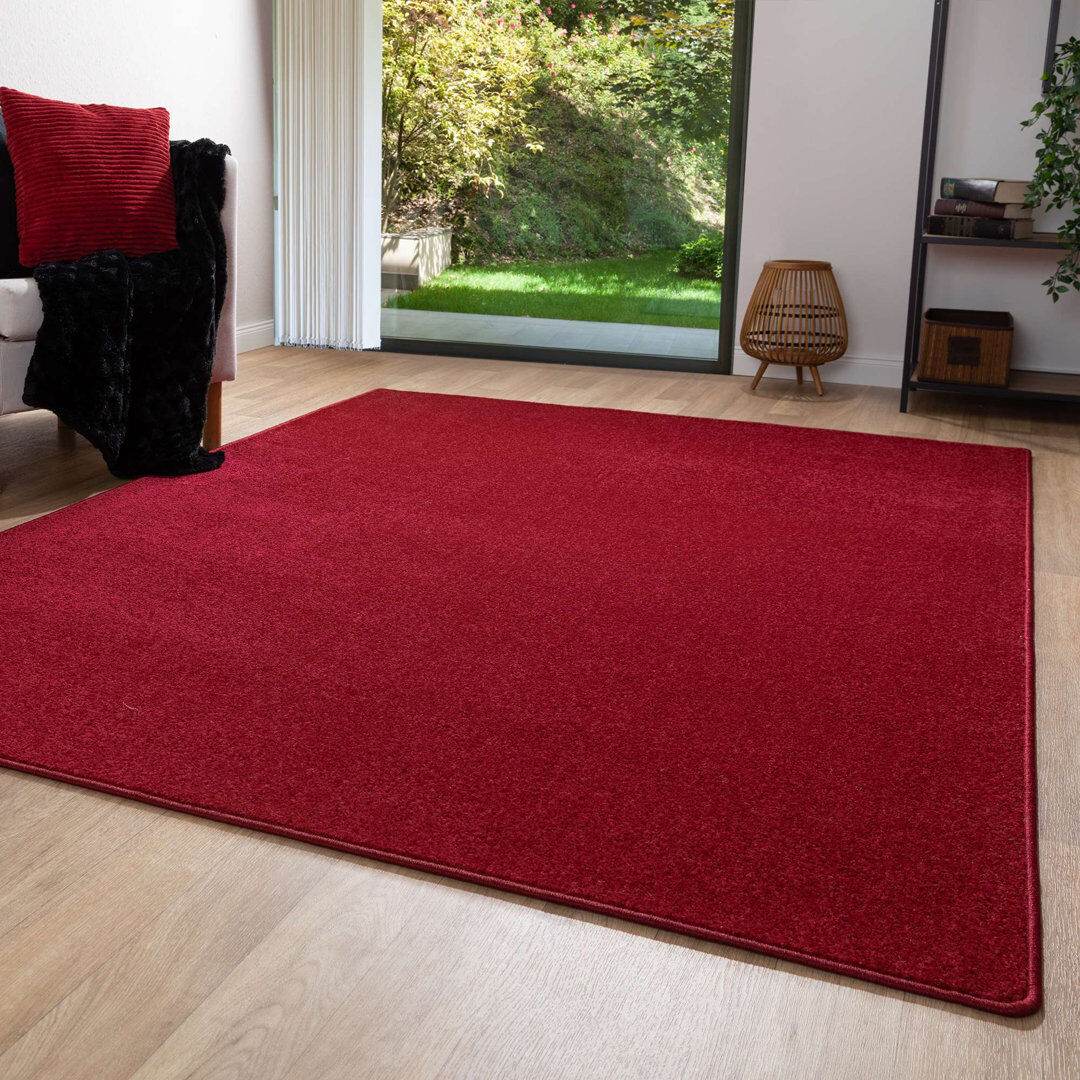Latitude Run Solid Colour Red Area Rug Rectangular 60 x 120cm
