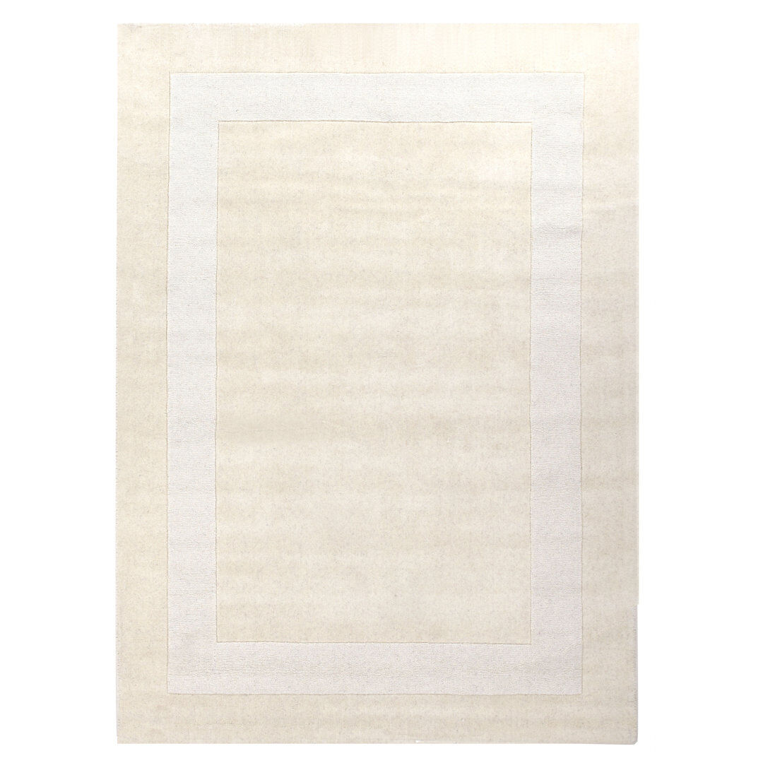 Latitude Run Larentius Handmade Tufted Wool Cream Rug  - white - Size: 60.0 W x 0.6 D cm