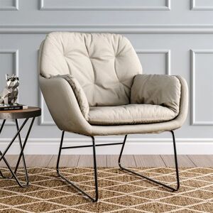 Fairmont Park 73Cm Velvet Upholstered Armchair With Metallic Legs  - white/brown - Size: 87.0 H x 73.0 W x 64.0 D cm