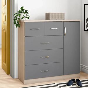 Zipcode Design Cascio 1 Door Wardrobe gray/yellow/brown 115.0 H x 117.0 W x 46.0 D cm