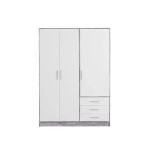 Zipcode Design Ingram 3 Door Wardrobe gray/white 200.0 H x 144.6 W x 60.0 D cm