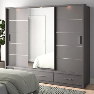 Zipcode Design Deming 3 Door Sliding Wardrobe gray 215.0 H x 250.0 W x 63.0 D cm