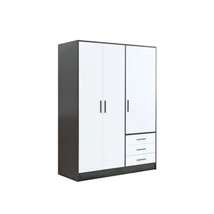 Zipcode Design Ingram 3 Door Wardrobe white/black 200.0 H x 144.6 W x 60.0 D cm