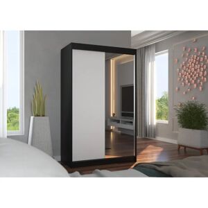 Zipcode Design Cessal 2 Door Sliding Wardrobe white/black 200cm H x 120cm W x 58cm D
