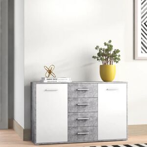 Zipcode Design Ilbert Wide 4 Drawer Sideboard gray/white 81.7 H x 122.6 W x 34.2 D cm