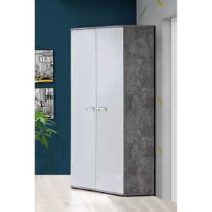 Zipcode Design Bearup 2 Door Corner Wardrobe brown/gray/white 187.9 H x 83.7 W x 83.8 D cm