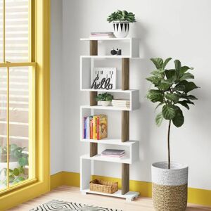 Zipcode Design Alberton Bookcase white/brown 165.0 H x 60.0 W x 19.5 D cm