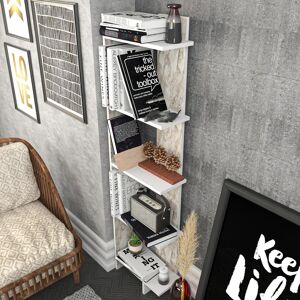 Zipcode Design Alice Corner Bookcase Bookshelf Shelving Unit white/black/brown 170.0 H x 45.0 W x 21.6 D cm