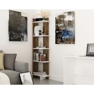 Zipcode Design Alice Corner Bookcase Bookshelf Shelving Unit white/black/brown 170.0 H x 45.0 W x 21.6 D cm