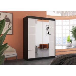 Zipcode Design Cedro 2 Door Sliding Wardrobe white/black 200cm H x 150cm W x 58cm D