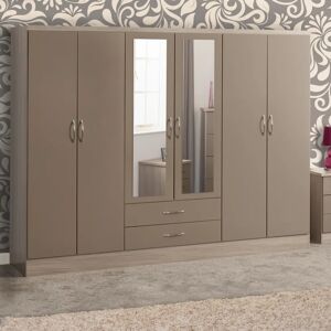 Zipcode Design Cascio 6 Door Wardrobe brown 182.5 H x 230.0 W x 52.0 D cm