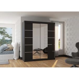 Zipcode Design Cedro 2 Door Sliding Wardrobe black 215cm H x 180cm W x 58cm D