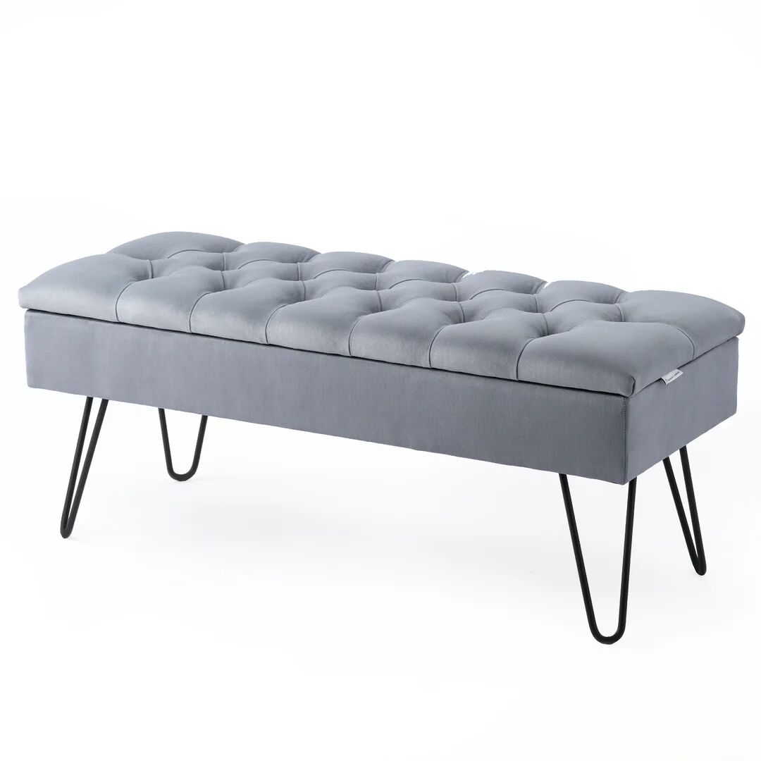 Canora Grey Dunfee Storage Bench gray/black 44.0 H x 130.0 W x 35.0 D cm