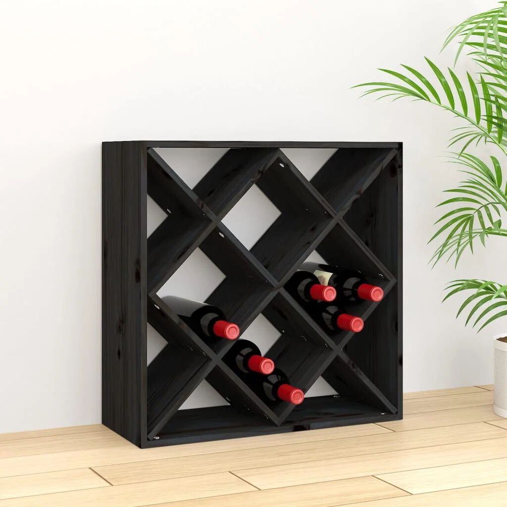 Latitude Run Laborn Solid Wood Floor Wine Bottle Rack black 62.0 H x 62.0 W x 25.0 D cm
