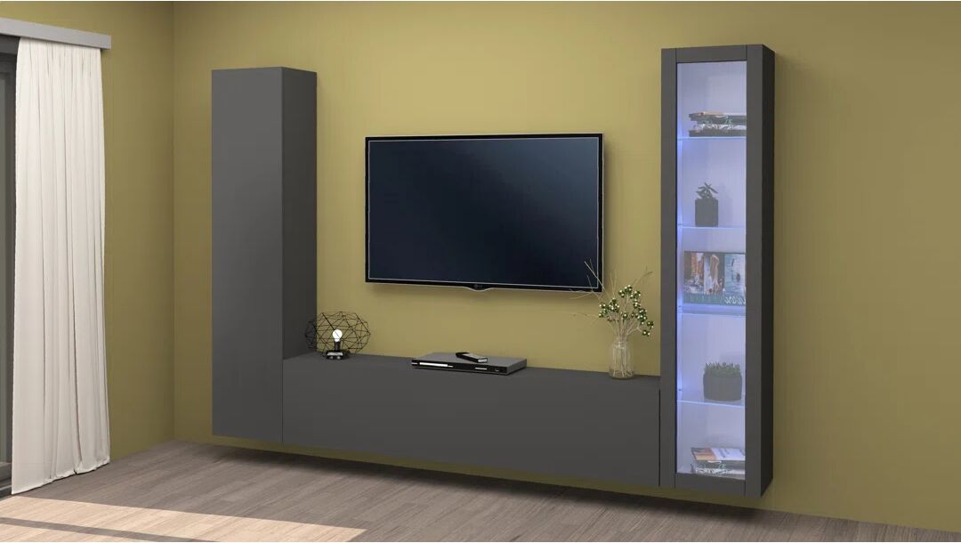 Web Furniture Maruska Entertainment Unit for TVs up to 70" gray 40.0 H x 180.0 W x 30.0 D cm