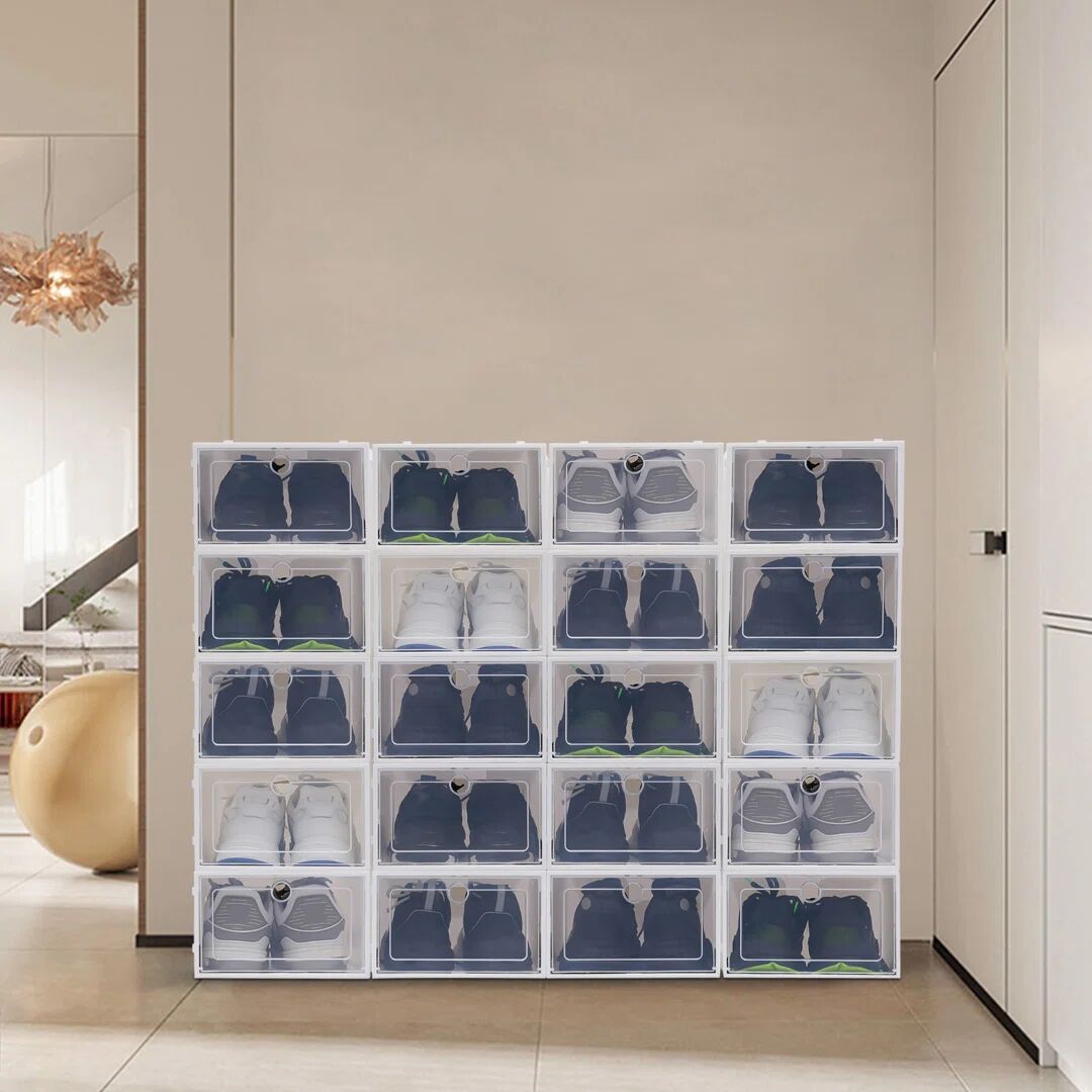 Rebrilliant Shoe Storage Box Stackable white 14.0 H x 23.0 W x 33.0 D cm