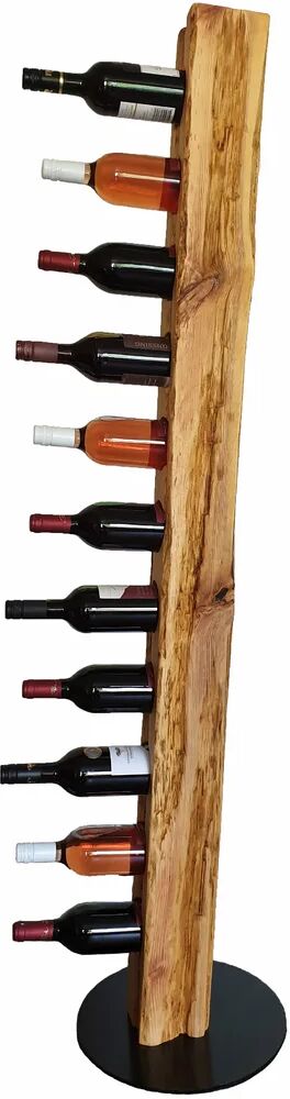 Belfry Kitchen - Rustic wine stand, wine rack, wine holder Made of solid wood; Made by hand For 11 bottles of wine; Height 158 Cm, Diameter 34 Cm; Dri brown 158.0 H x 34.0 W x 34.0 D cm