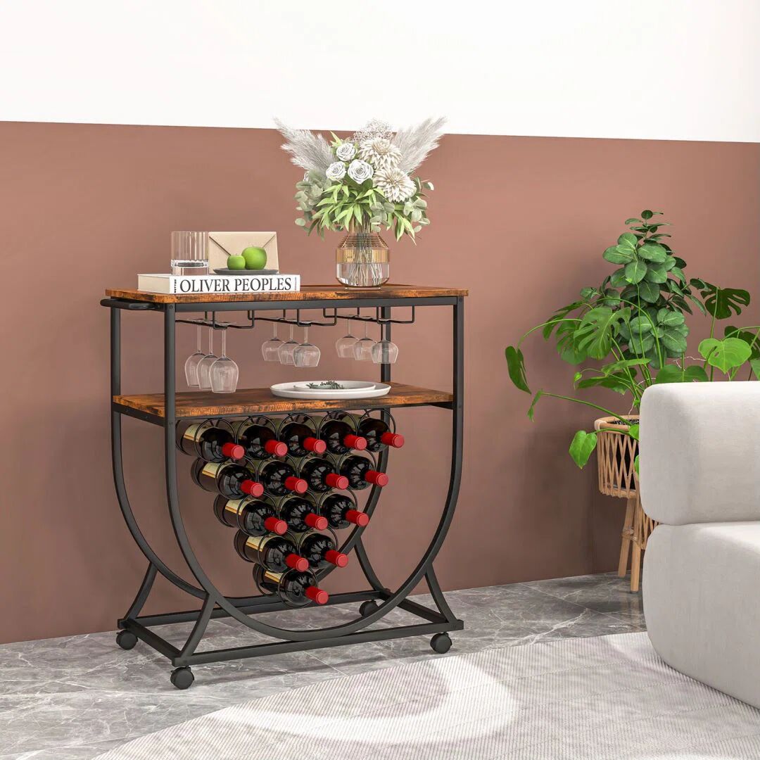 Rio Adraya Floor Wine Glass Rack in Rustic Brown brown 83.0 H x 40.0 W x 83.0 D cm