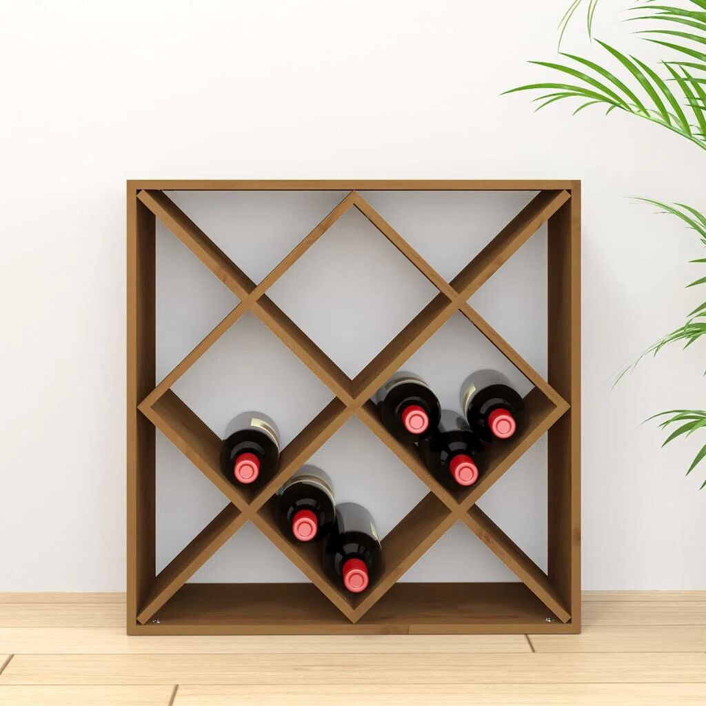 Latitude Run Laborn Solid Wood Floor Wine Bottle Rack brown 62.0 H x 62.0 W x 25.0 D cm