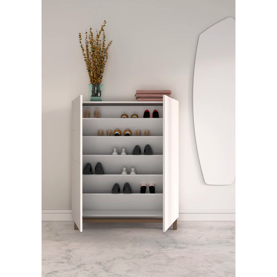 Rebrilliant 18 Pair Shoe Storage Cabinet gray 109.0 H x 90.0 W x 27.0 D cm