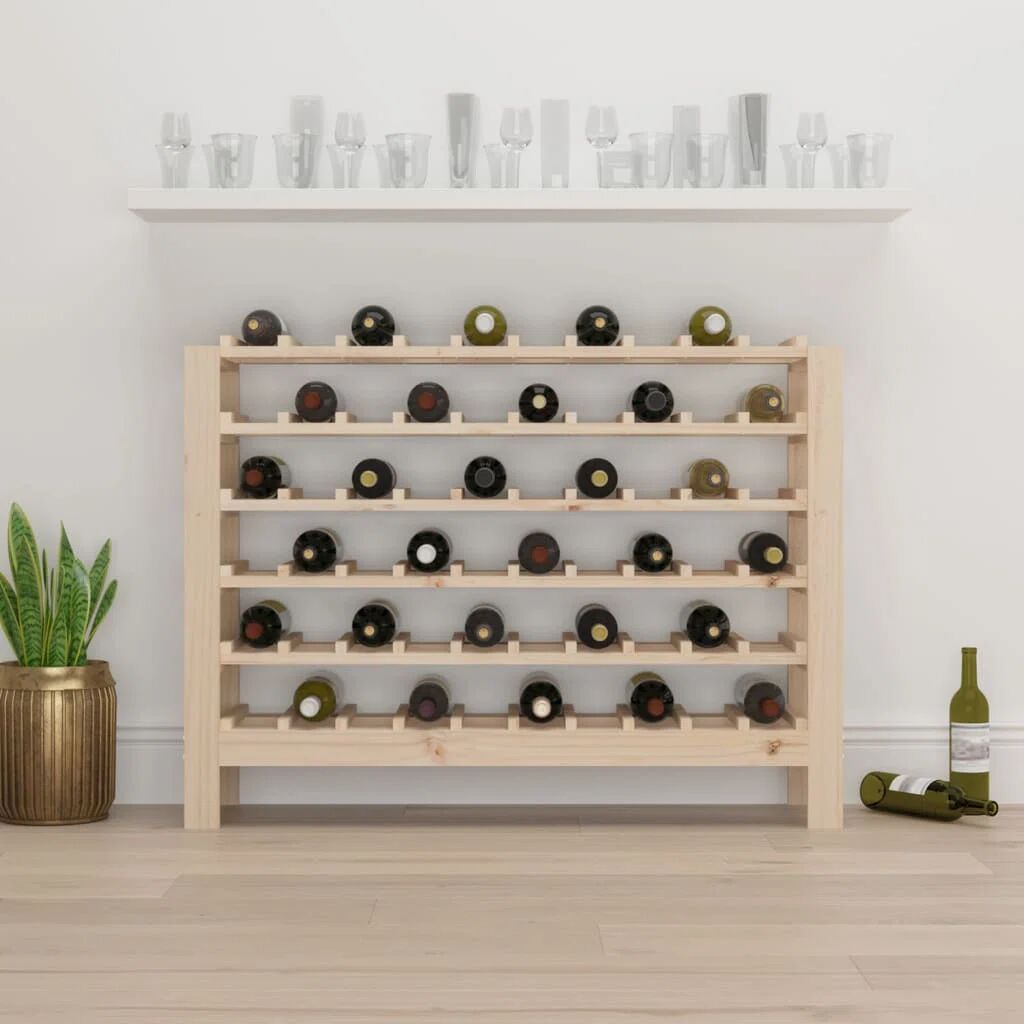 Brayden Studio 60 Bottle Solid Wood Floor Wine Bottle Rack in Brown brown 82.0 H x 109.5 W x 30.0 D cm