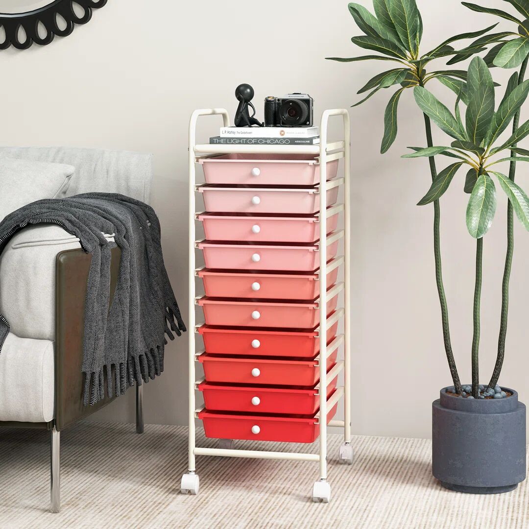 Rebrilliant Daveney 10 Drawer Storage Drawer red 86.0 H x 38.0 W x 33.0 D cm