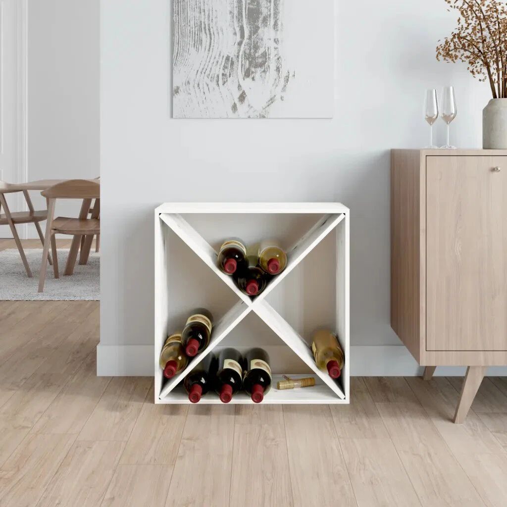 Latitude Run 4 Bottle Solid Wood Floor Wine Bottle Rack white 62.0 H x 62.0 W x 25.0 D cm