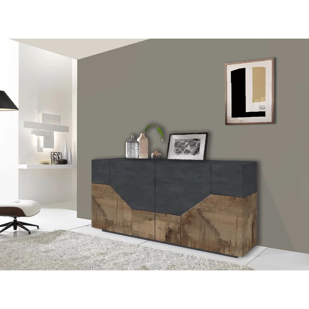 Web Furniture ALIEN Sideboard 200 Glossy White gray/brown 86.0 H x 200.0 W x 43.0 D cm