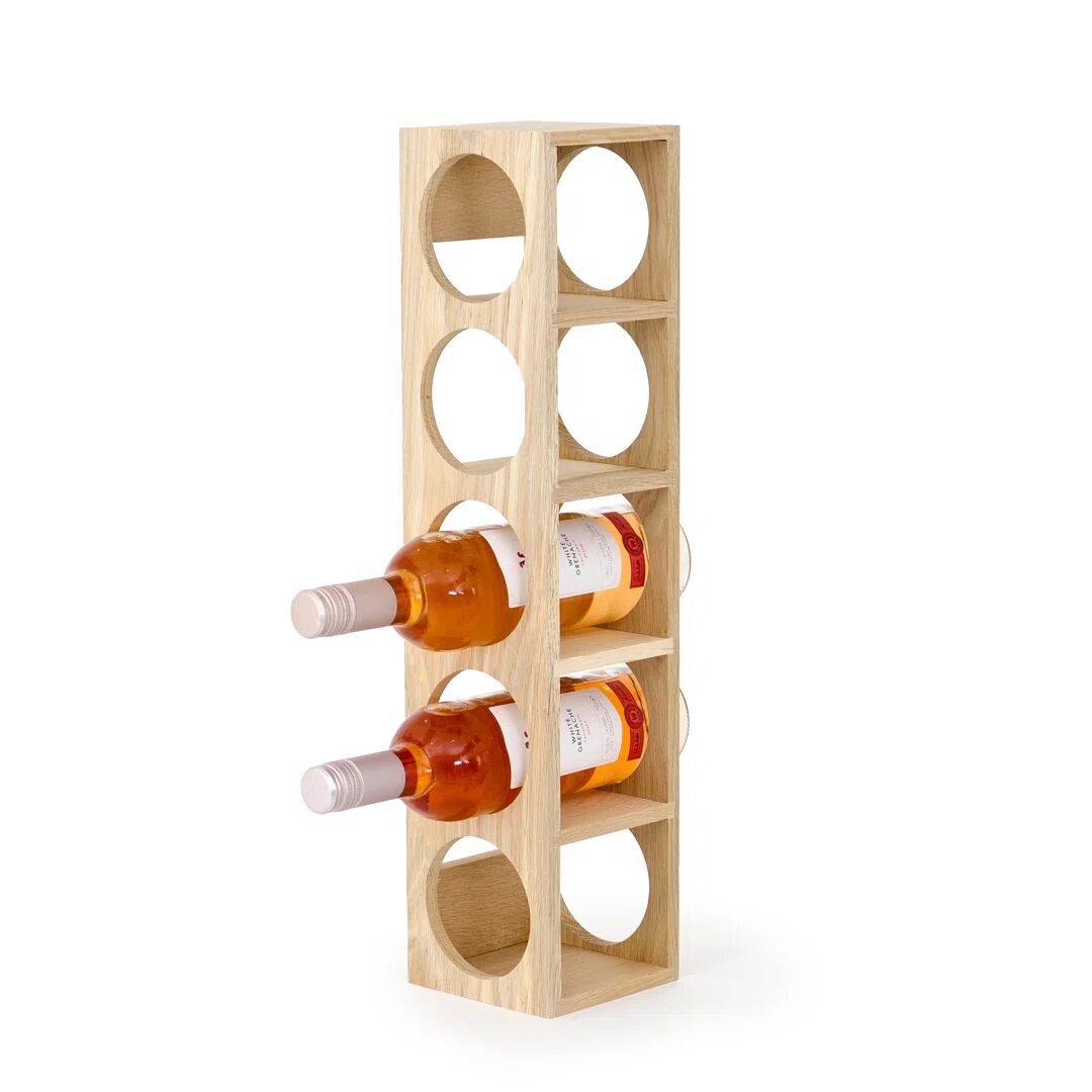 Brayden Studio Menahan 5 Bottle Solid Wood Wine Bottle Rack in Light Wood black/brown 12.0 H x 54.0 W x 12.0 D cm