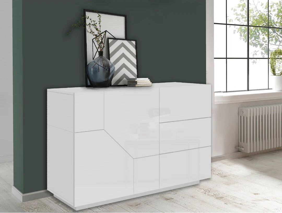 Web Furniture ALIEN Sideboard 140 Glossy White white 86.0 H x 140.9 W x 43.0 D cm