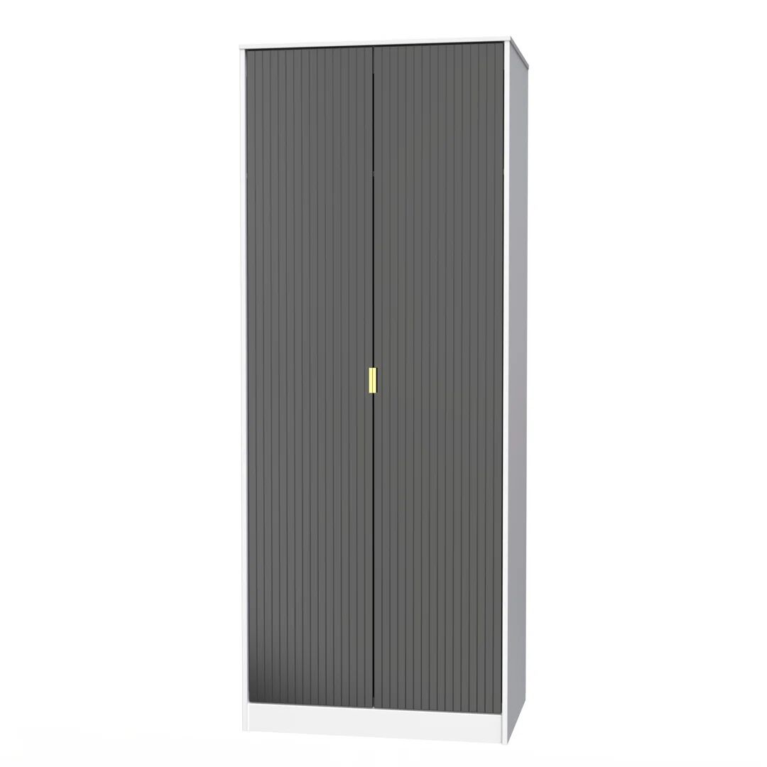 Welcome Furniture 2 Door Wardrobe Fully Assembled white/black 182.5 H x 111.0 W x 53.0 D cm