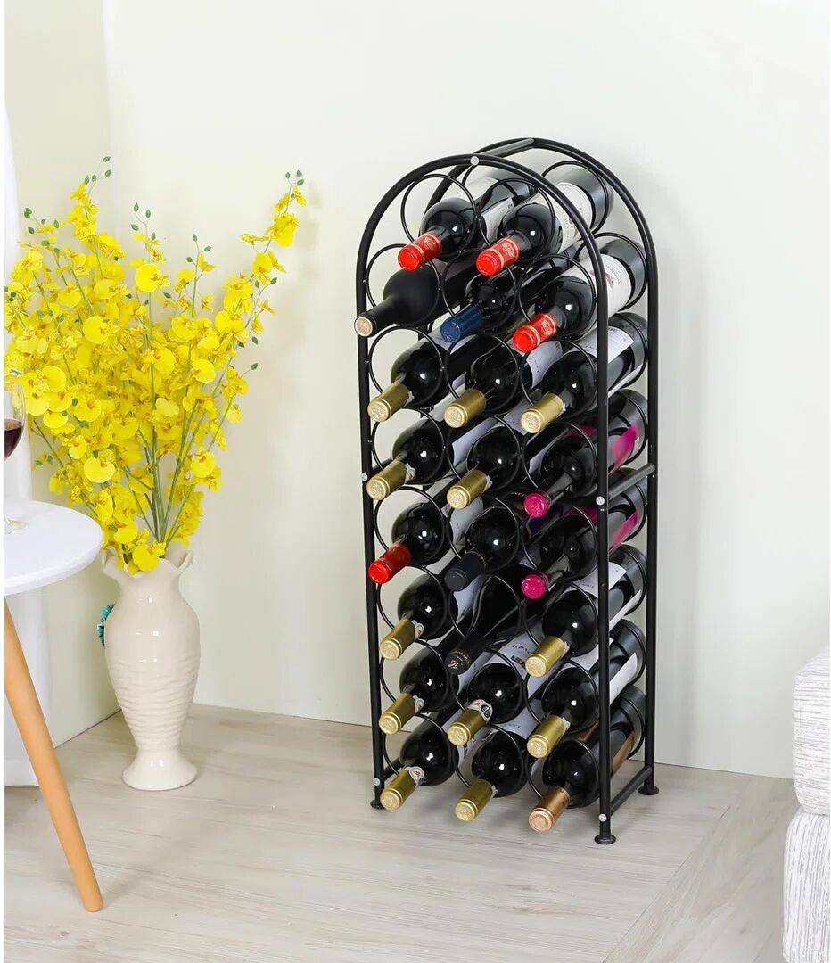 Belfry Kitchen Metal Wine Rack, Freestanding Wine Holder Organiser Stand black 32.5 H x 30.5 W x 16.5 D cm