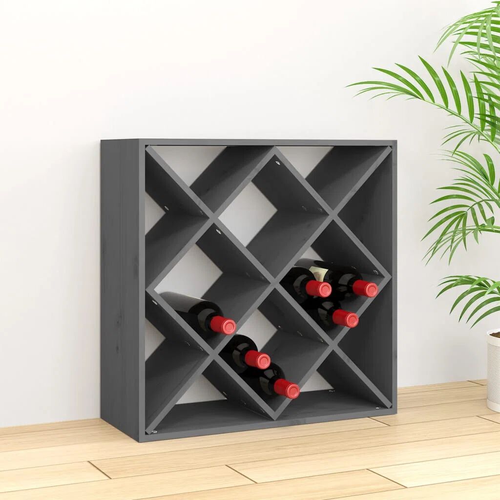 Latitude Run Laborn Solid Wood Floor Wine Bottle Rack gray