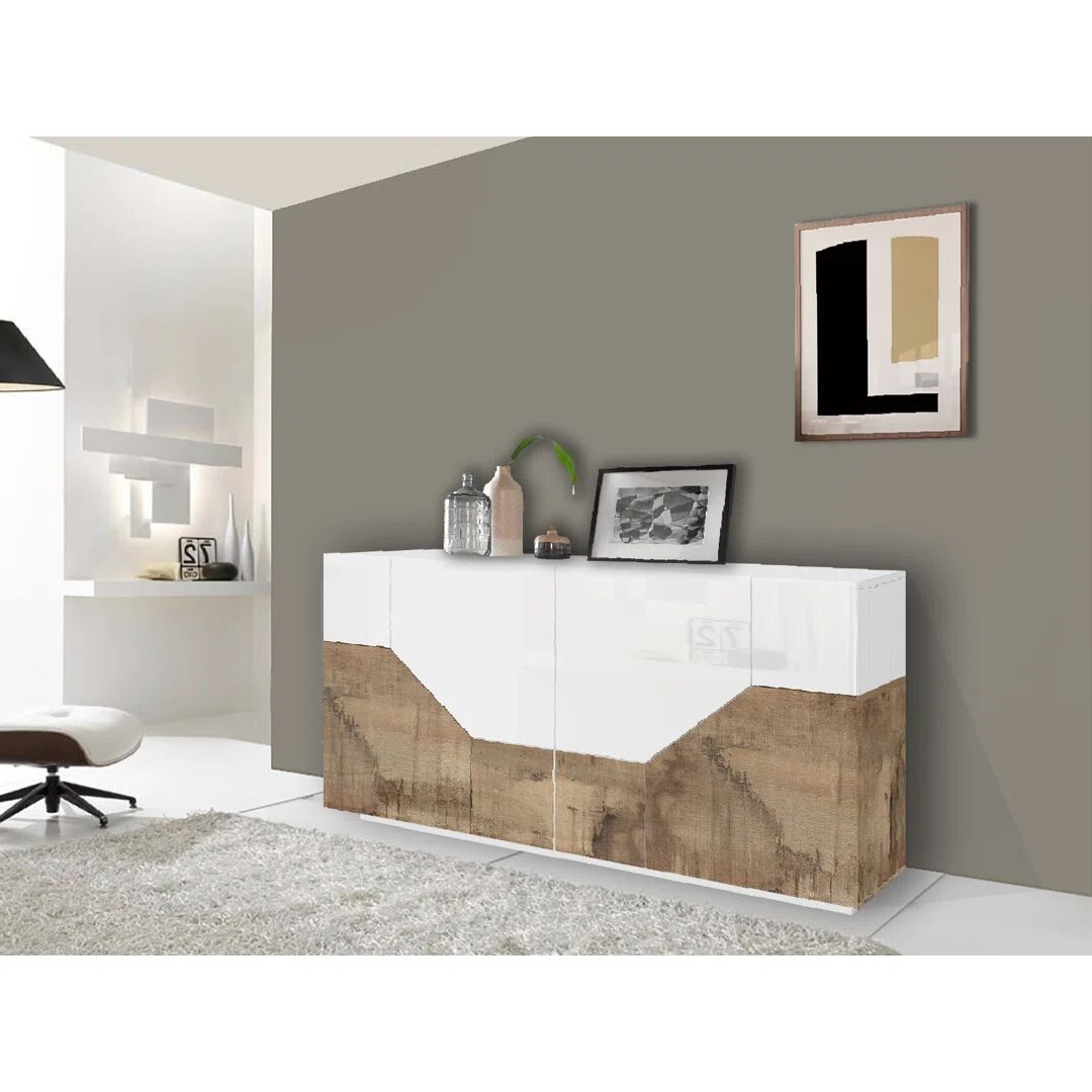 Web Furniture ALIEN Sideboard 200 Glossy White gray/white 86.0 H x 200.0 W x 43.0 D cm