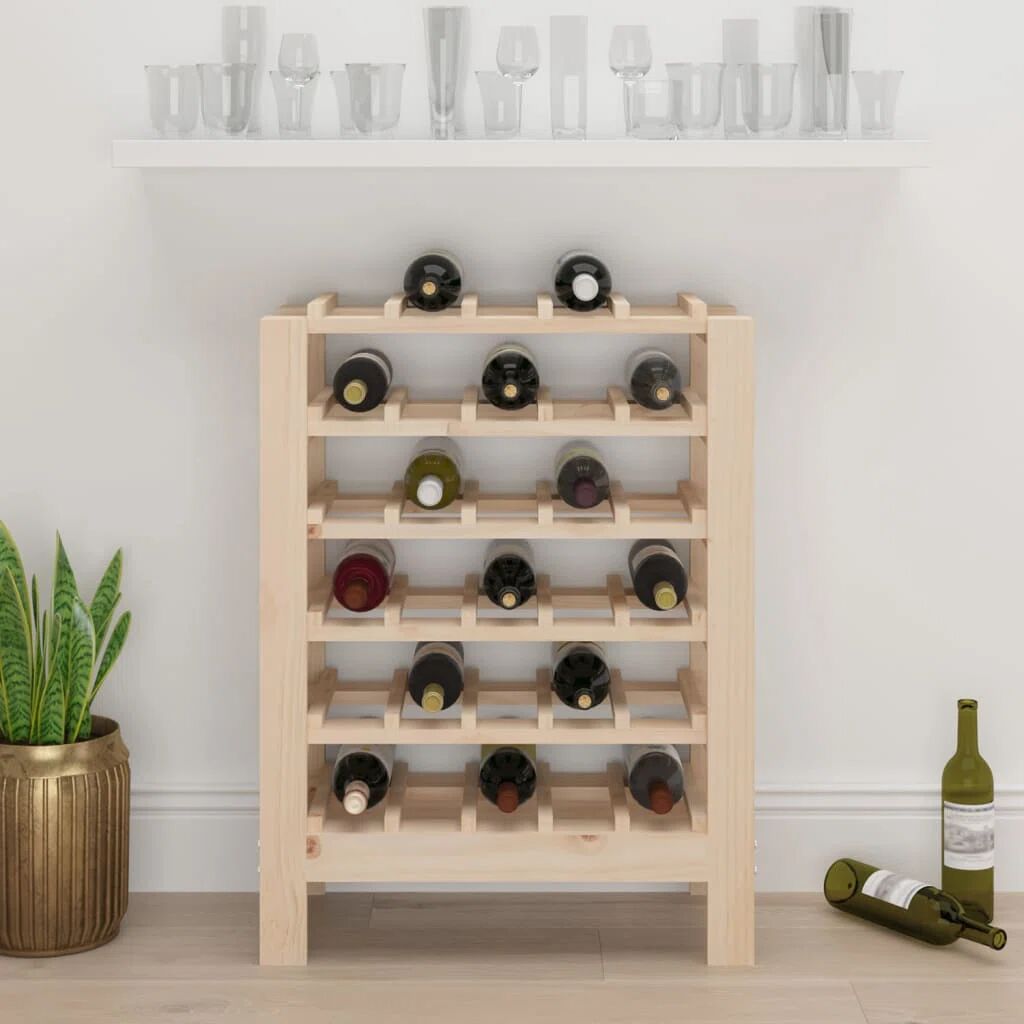 Brayden Studio 30 Bottle Solid Wood Floor Wine Bottle Rack in Brown brown 82.0 H x 61.5 W x 30.0 D cm