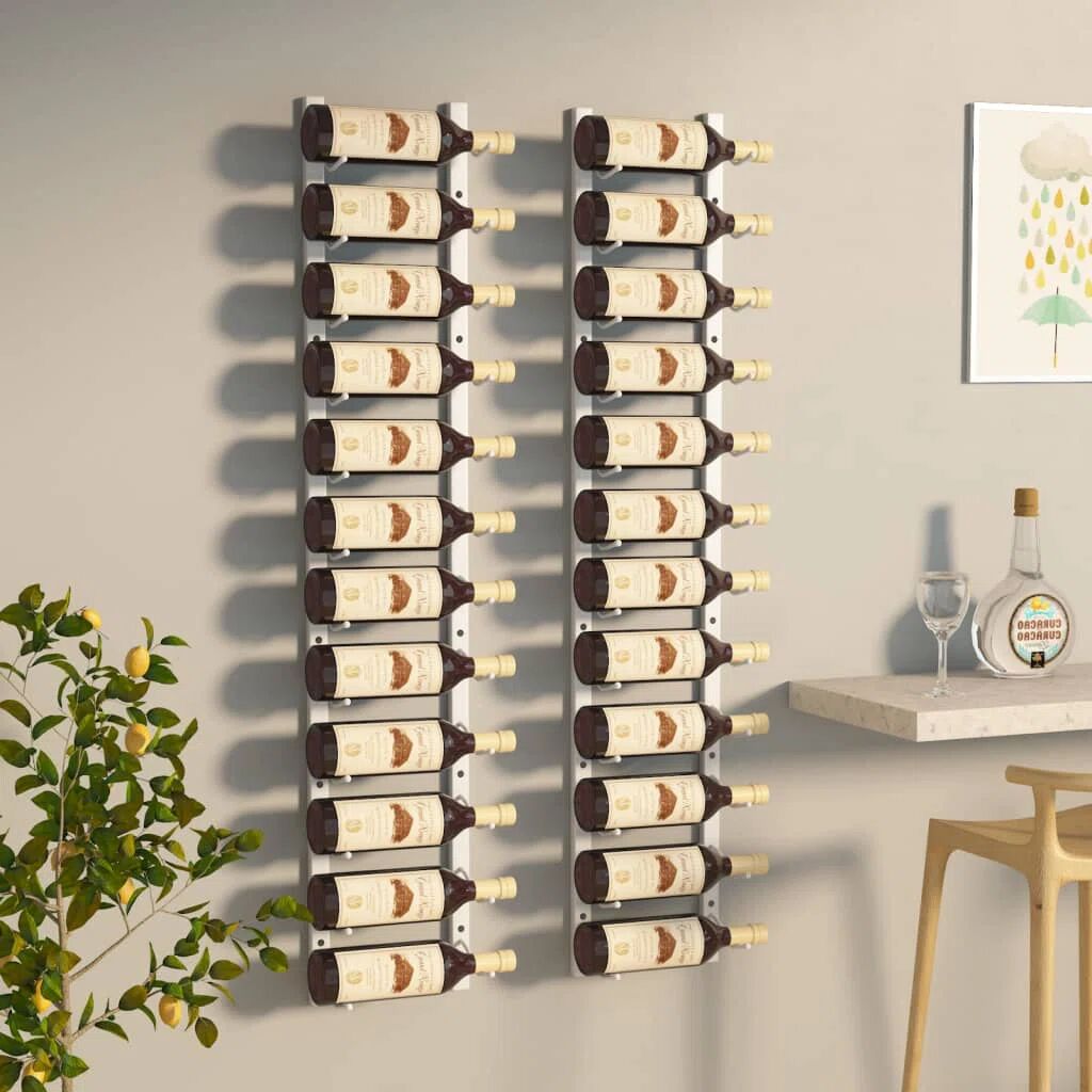 Fairmont Park Jerald 12 Bottle Wall Mounted Wine Rack white 116.0 H x 2.5 W x 12.5 D cm