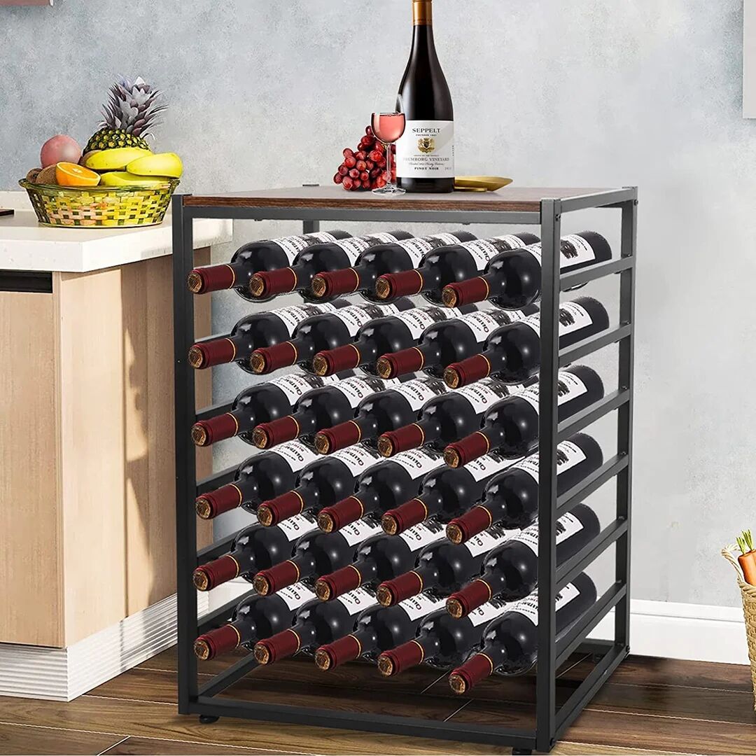 Rio Williston Forge Wine Rack Free Standing 6-tier 30 Bottles Wine Holder Display Storage Shelves For Home black/brown 88.0 H x 59.0 W x 30.0 D cm