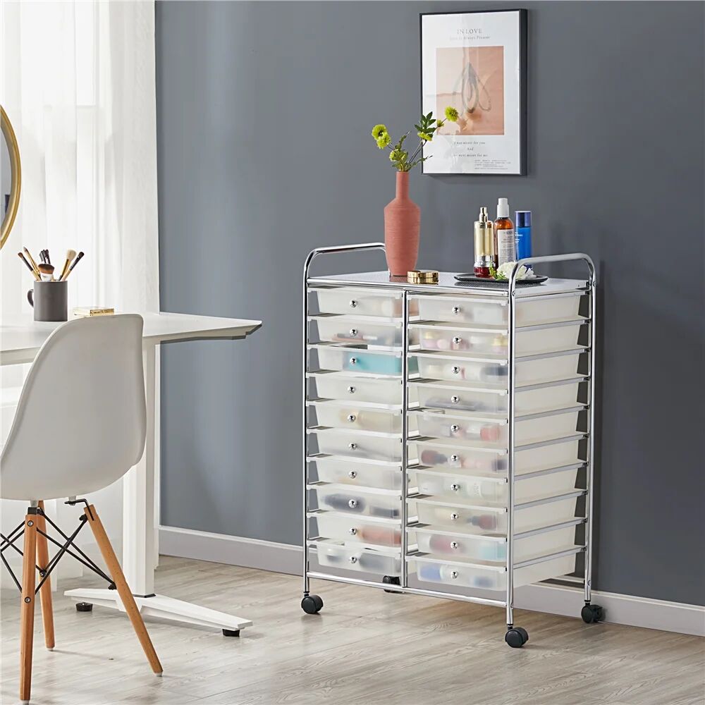 Rebrilliant Hallet Rolling Storage Drawer white 91.0 H x 62.5 W x 36.0 D cm