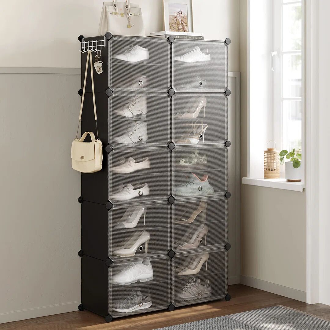 Rebrilliant 40 Pair Shoe Storage Cabinet black 125.0 H x 165.0 W x 32.0 D cm