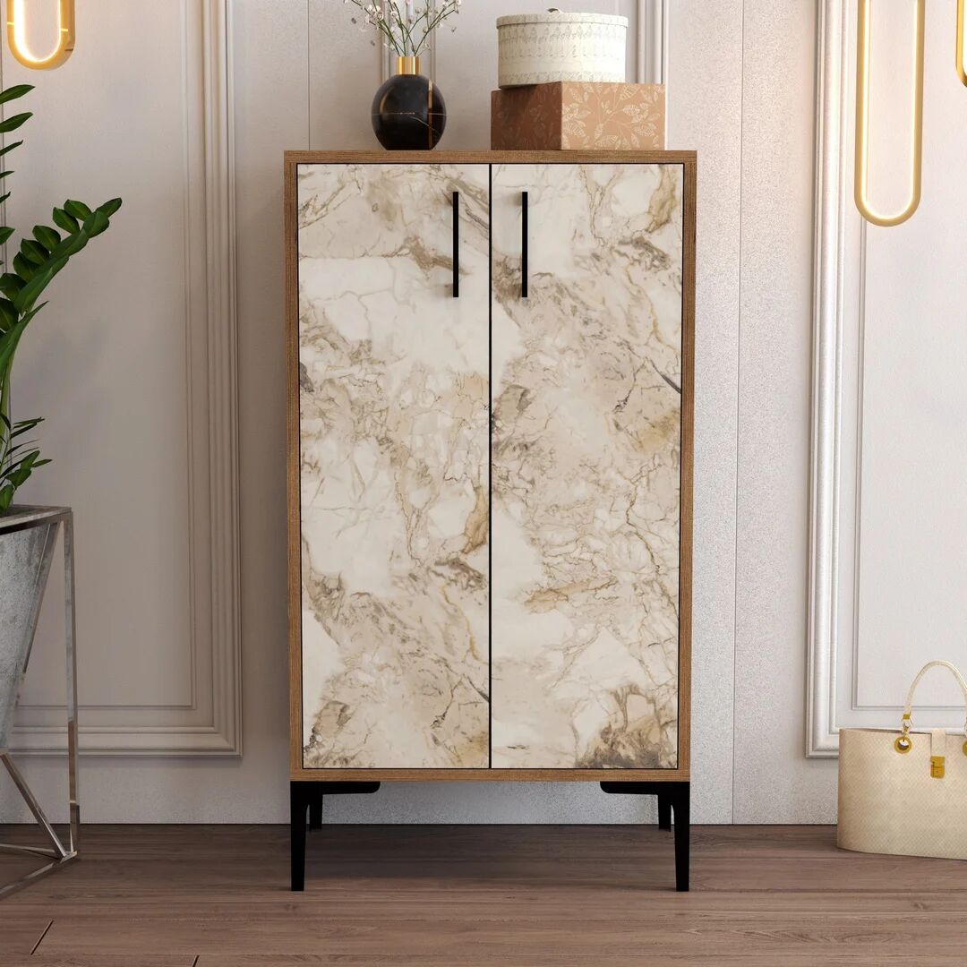 Zipcode Design Padang Prag 20 Pair Shoe Storage Cabinet white/brown 111.0 H x 60.0 W x 35.0 D cm