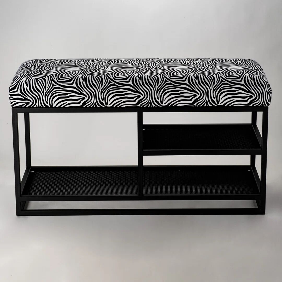 Canora Grey Frohlinger Upholstered Storage Bench black/gray/white 50.0 H x 90.0 W x 30.0 D cm