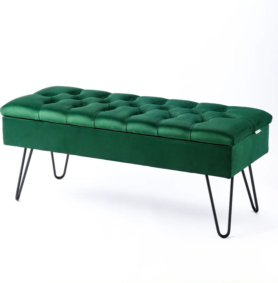 Canora Grey Dunfee Storage Bench green/black 44.0 H x 160.0 W x 35.0 D cm